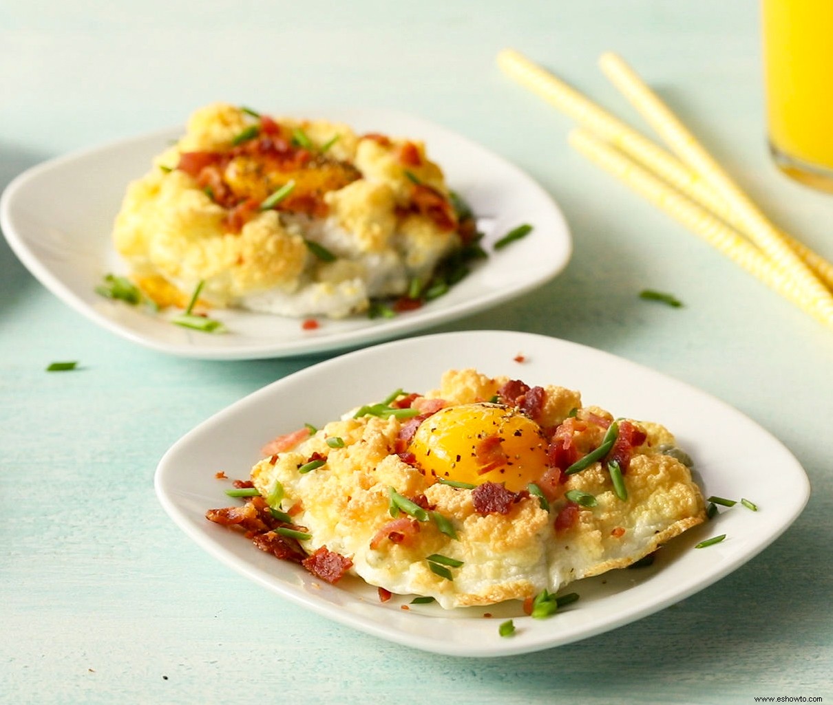 Huevos de nube de queso azul y tocino 