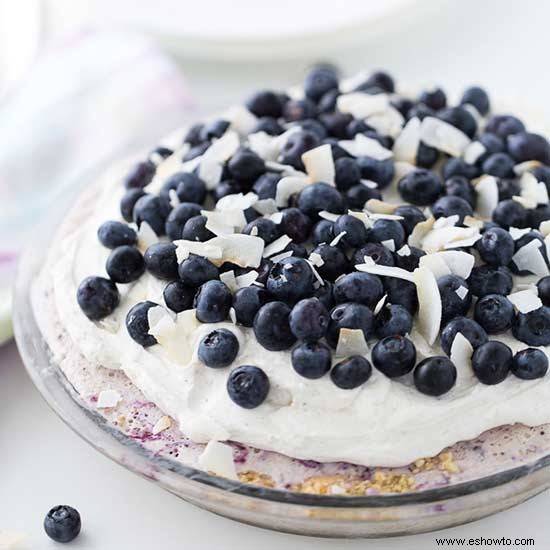 Pastel de helado de coco y arándanos 