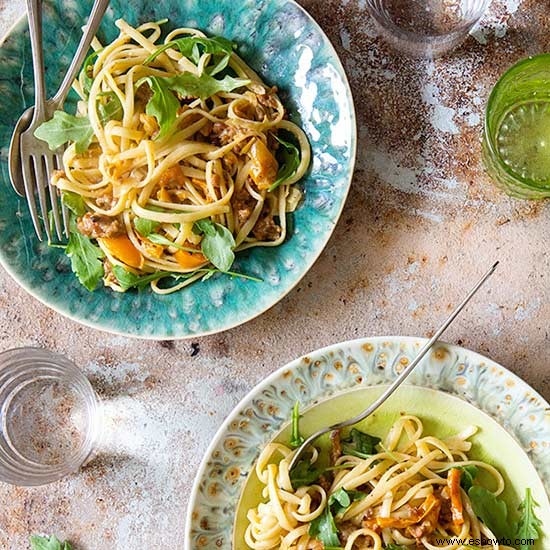 Pasta con Chorizo ​​y Pimientos Dulces 