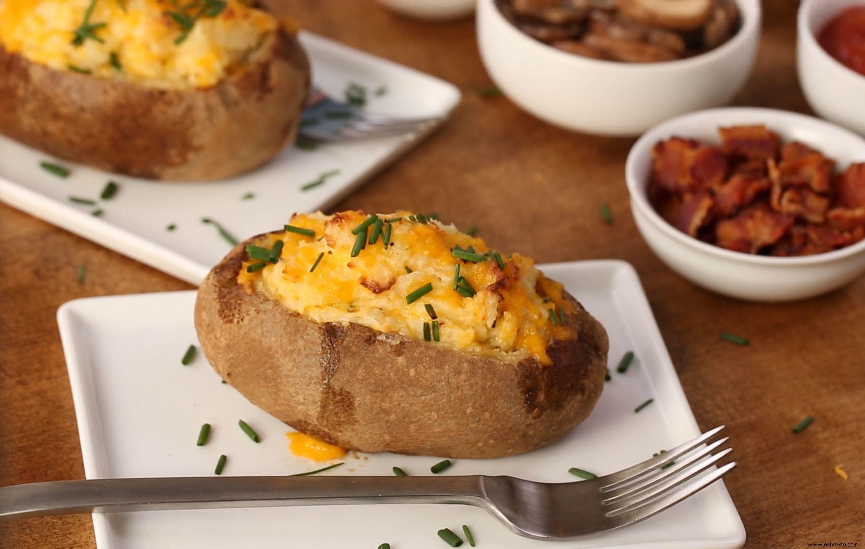 Papas al horno dos veces con queso 