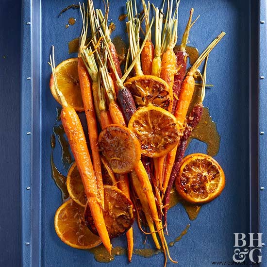 Zanahorias y naranjas asadas 