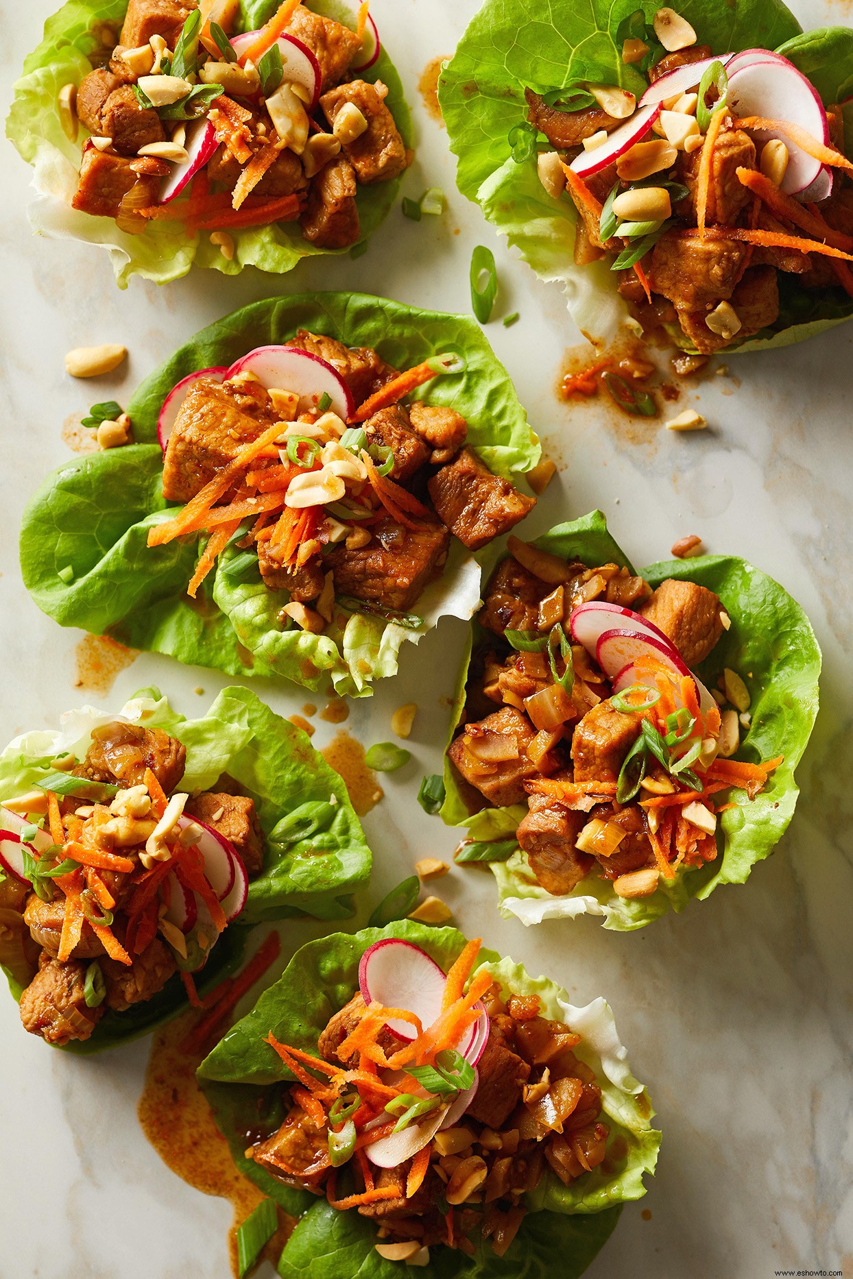 Wraps De Lechuga De Cerdo Con Ajo Y Jengibre 