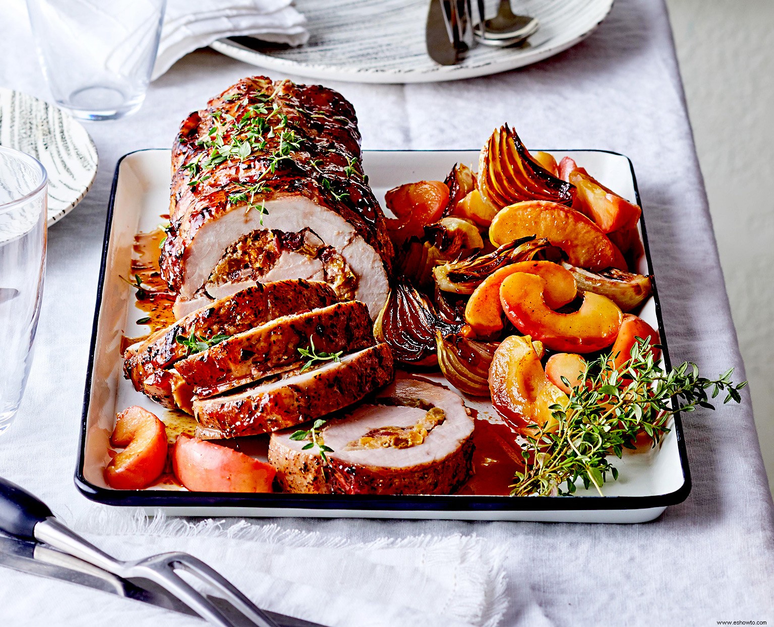 Asado De Cerdo Relleno De Frutas Con Manzanas 