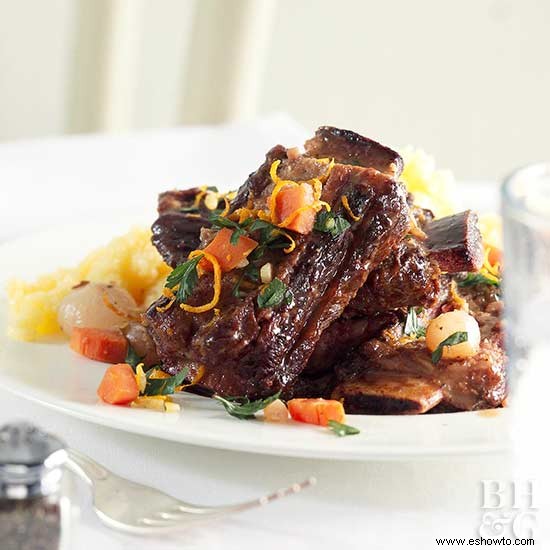 Costillas estofadas con gremolata de naranja 