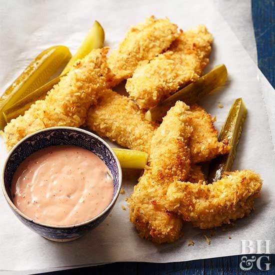 Deditos De Pollo Al Horno Con Patatas Fritas 