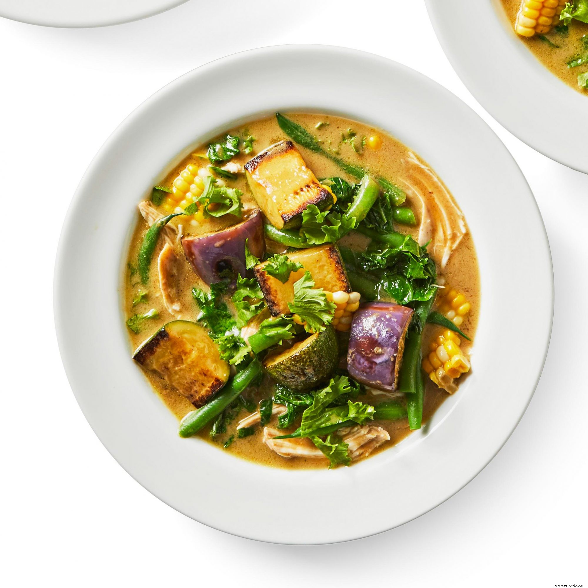 Curry verde de pollo y verduras 