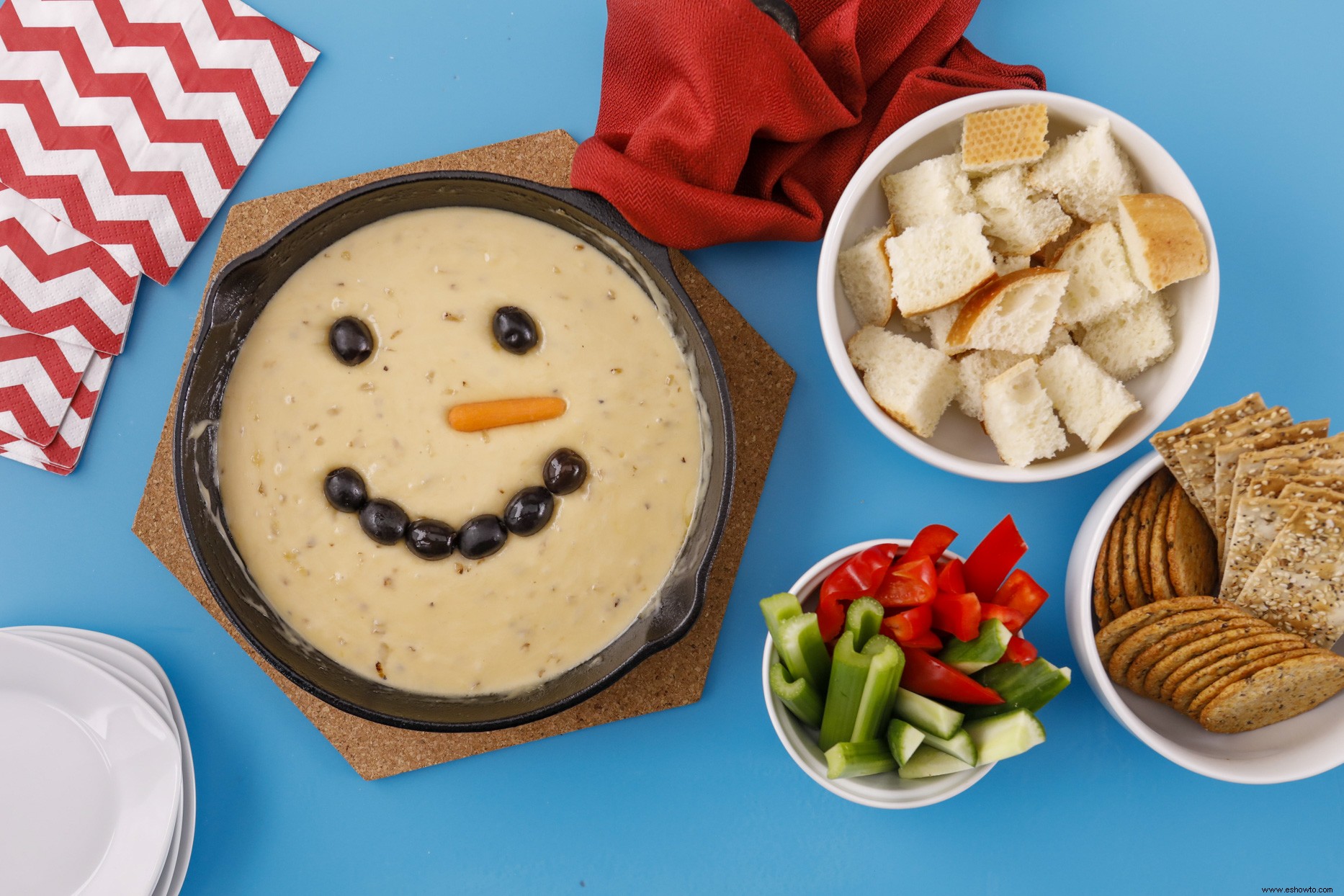 Dip De Queso De Muñeco De Nieve A La Sartén 