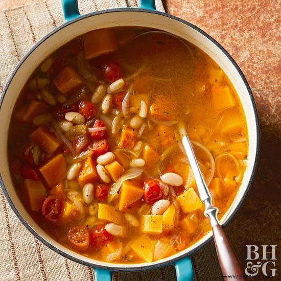 Sopa De Calabaza Butternut Y Frijoles Blancos 