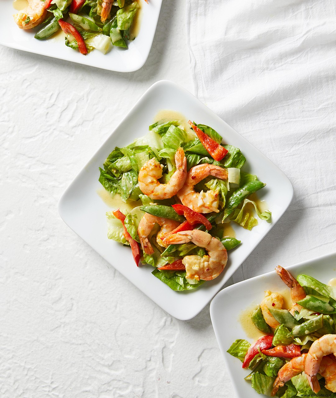 Ensalada tibia de camarones con cítricos 