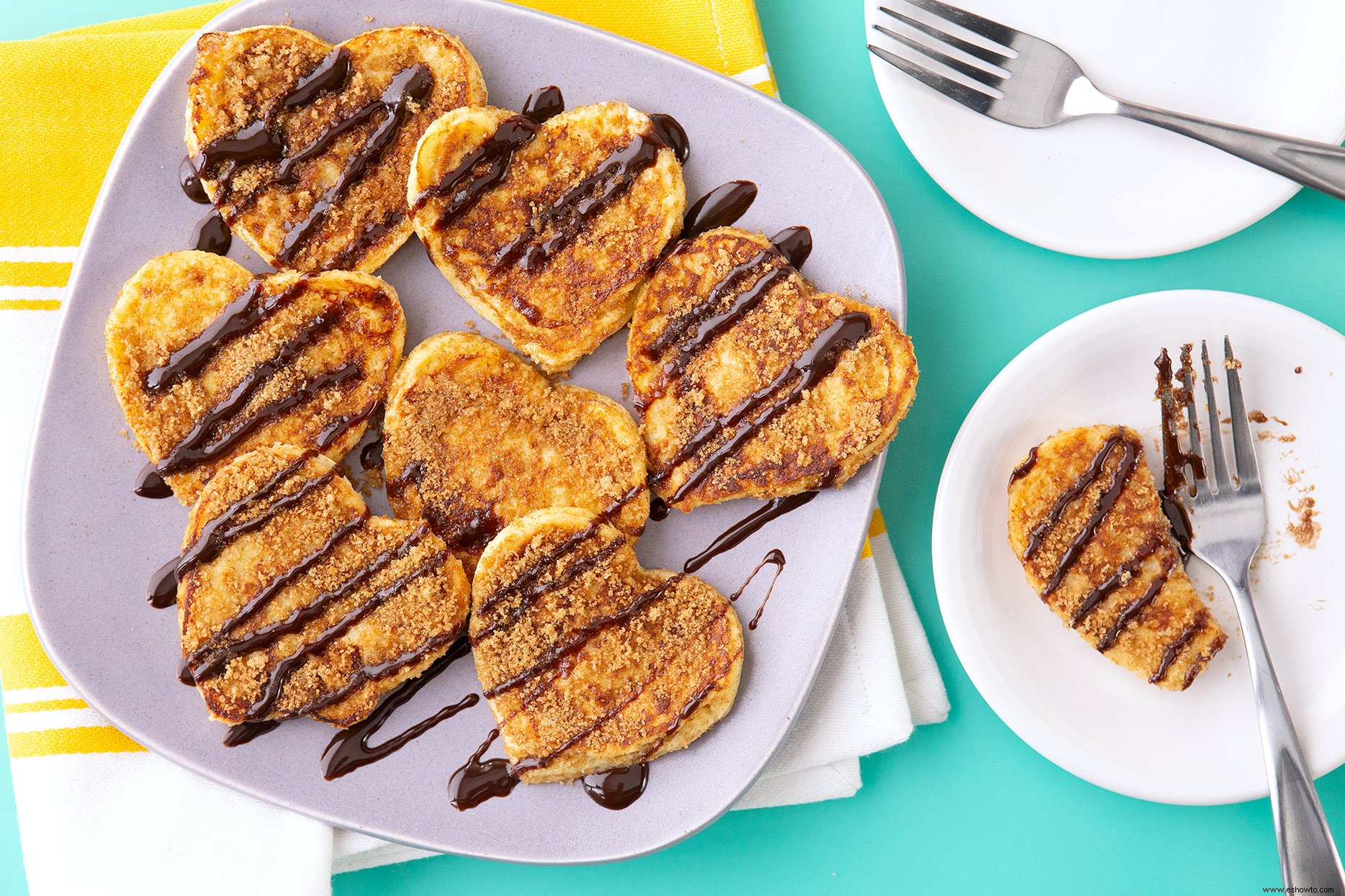 Corazones De Tostada Francesa De Churro Rellenos De Chocolate 