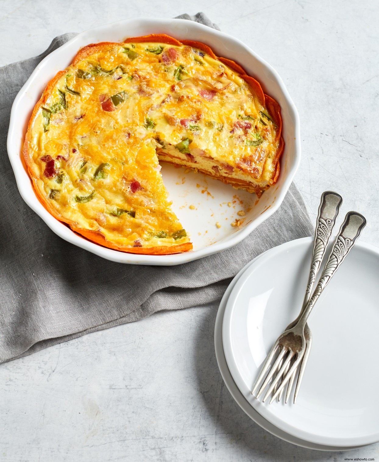 Quiche con costra de boniato 