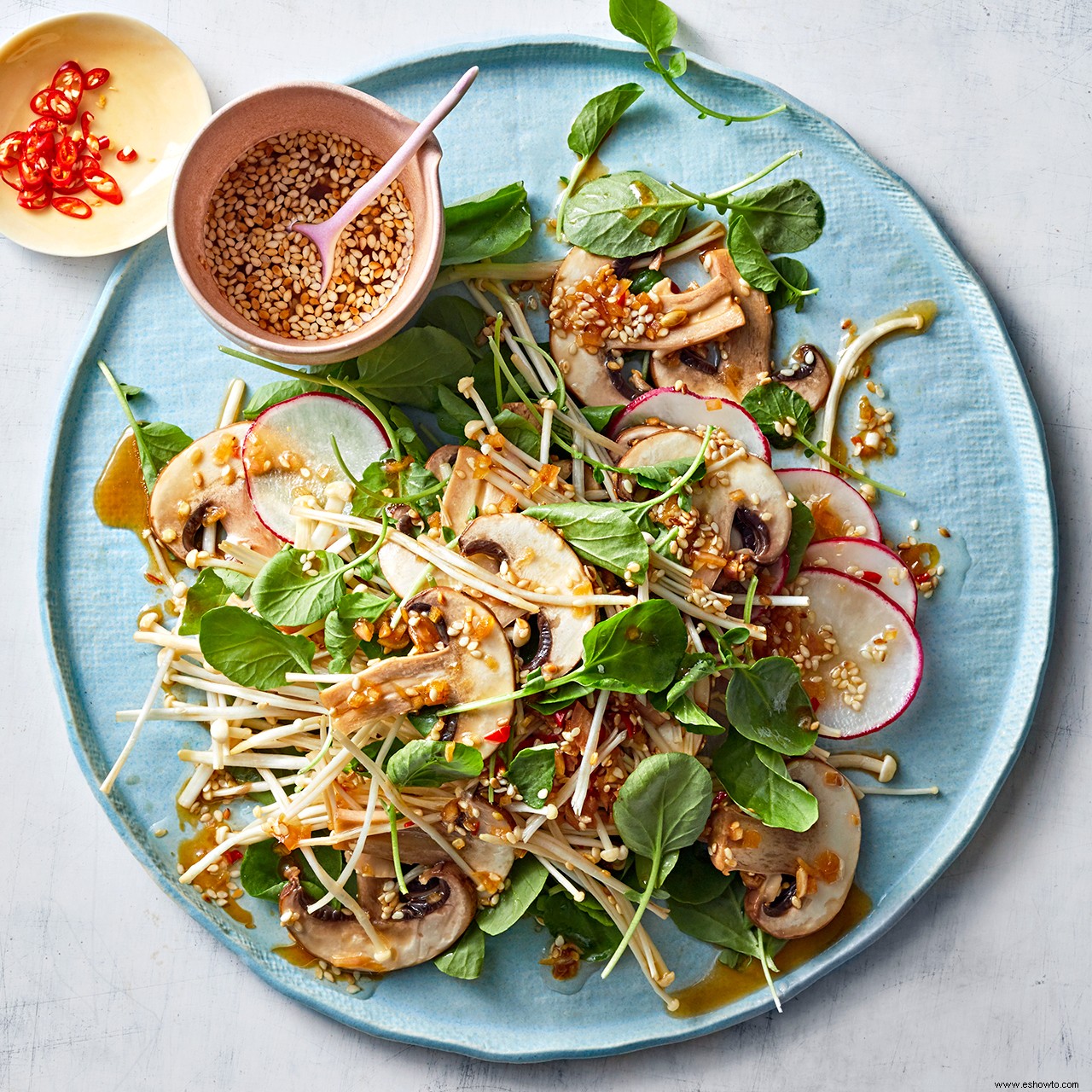 Ensalada De Champiñones Con Vinagreta De Soja 