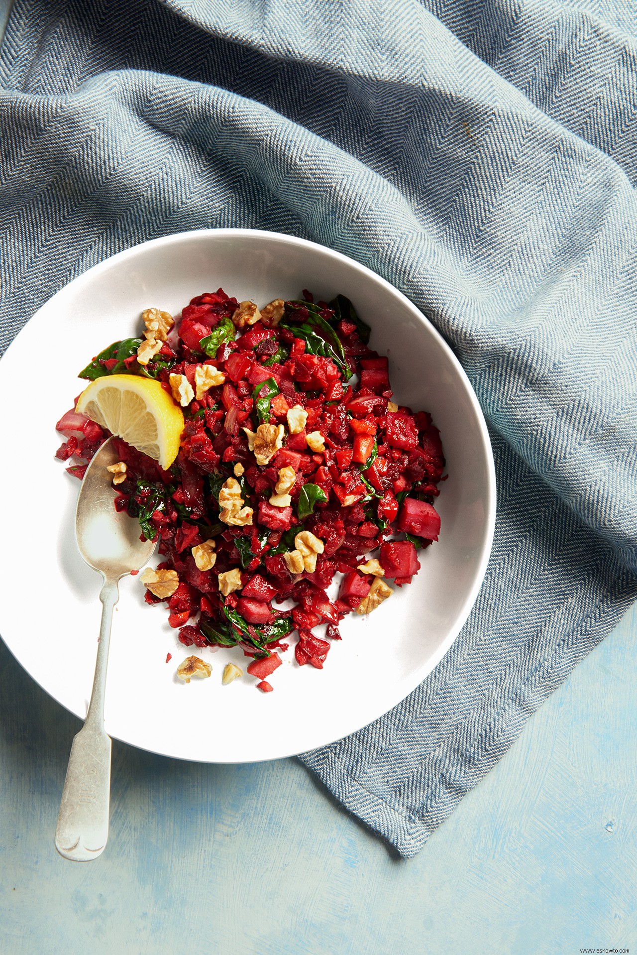 Hash de franela roja con remolacha y arroz 