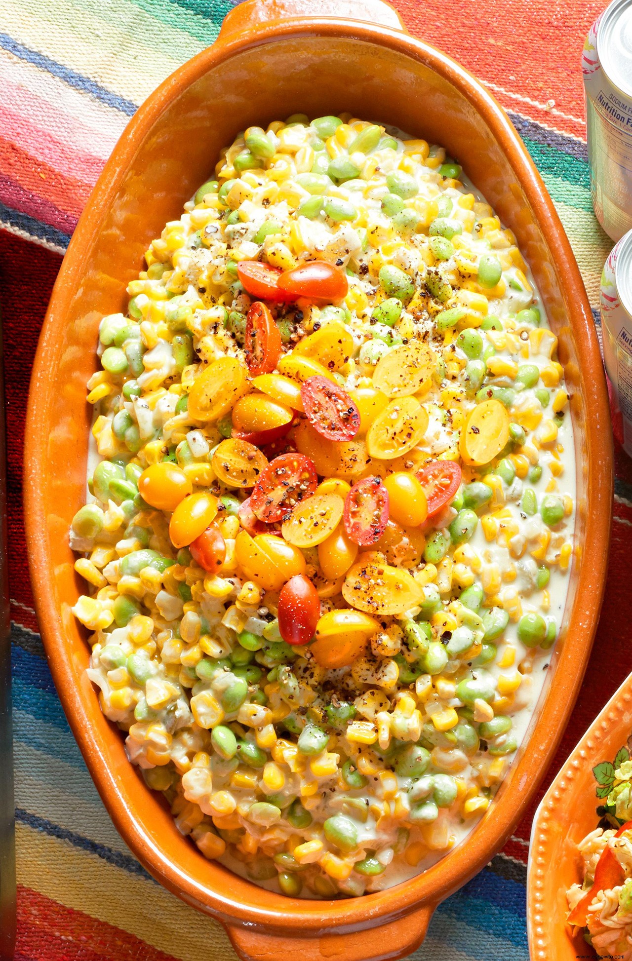 Succotash picante con queso 