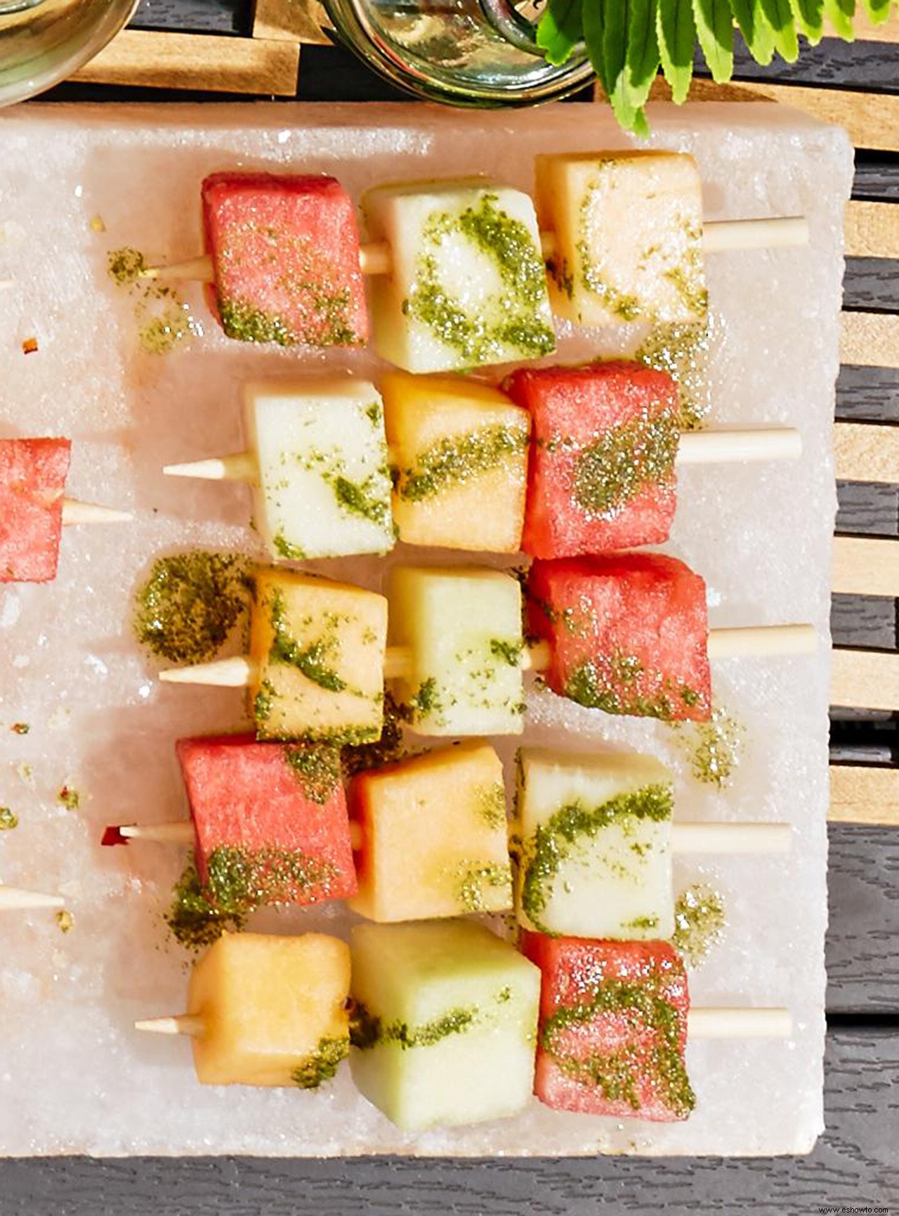 Brochetas de tres melones 