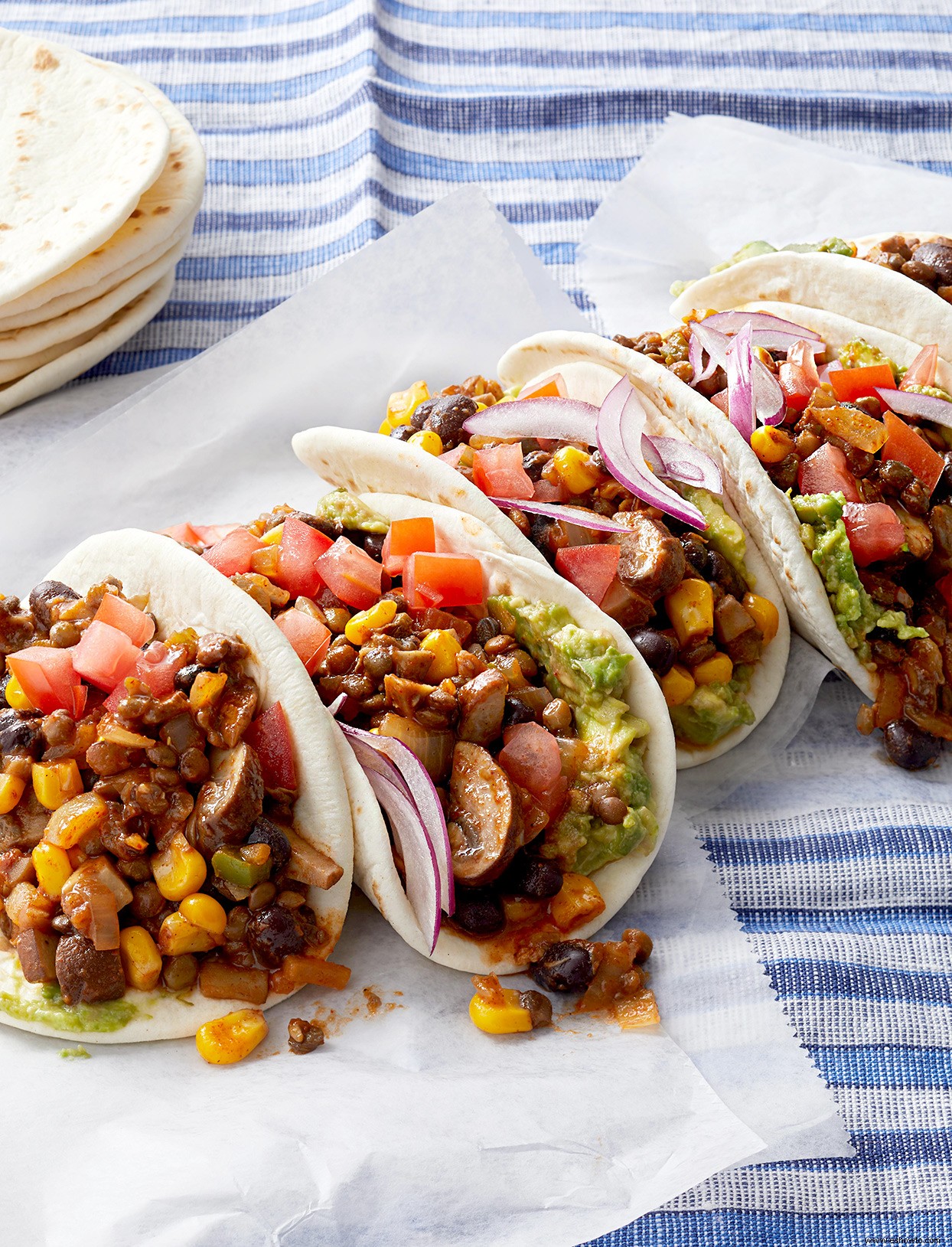 Tacos De Lentejas Y Frijoles Negros 