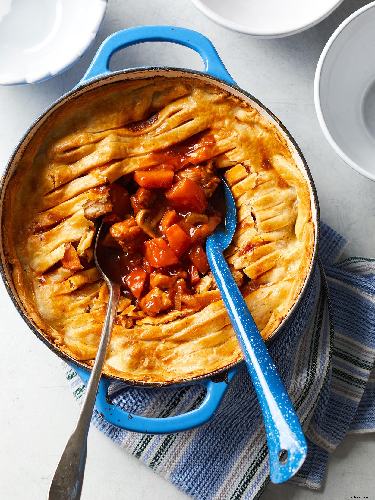 Pastel de pollo a la barbacoa de una olla 