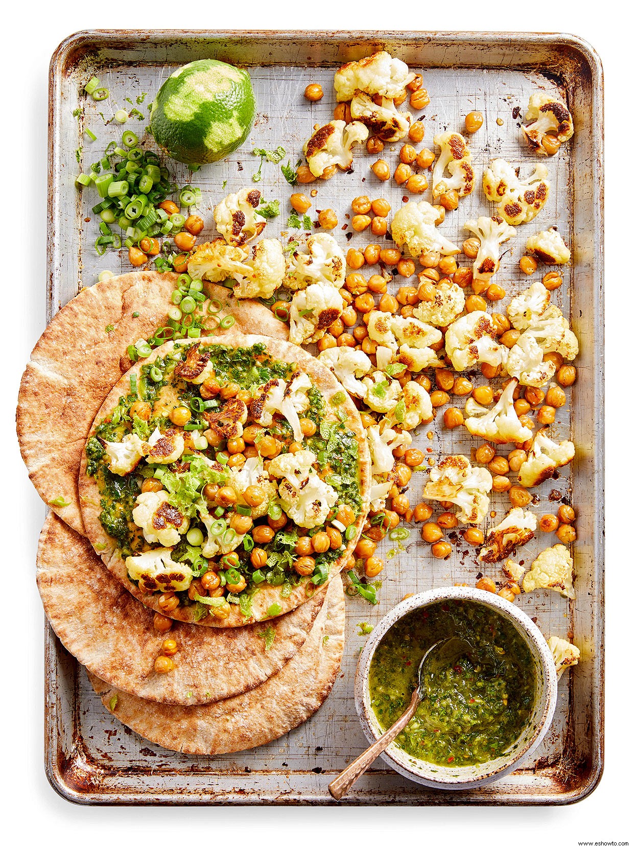 Coliflor Asada Y Garbanzos Con Chimichurri 