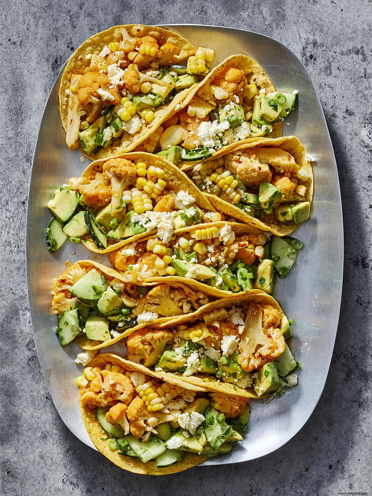 Tacos de Coliflor y Maíz con Pico Verde 