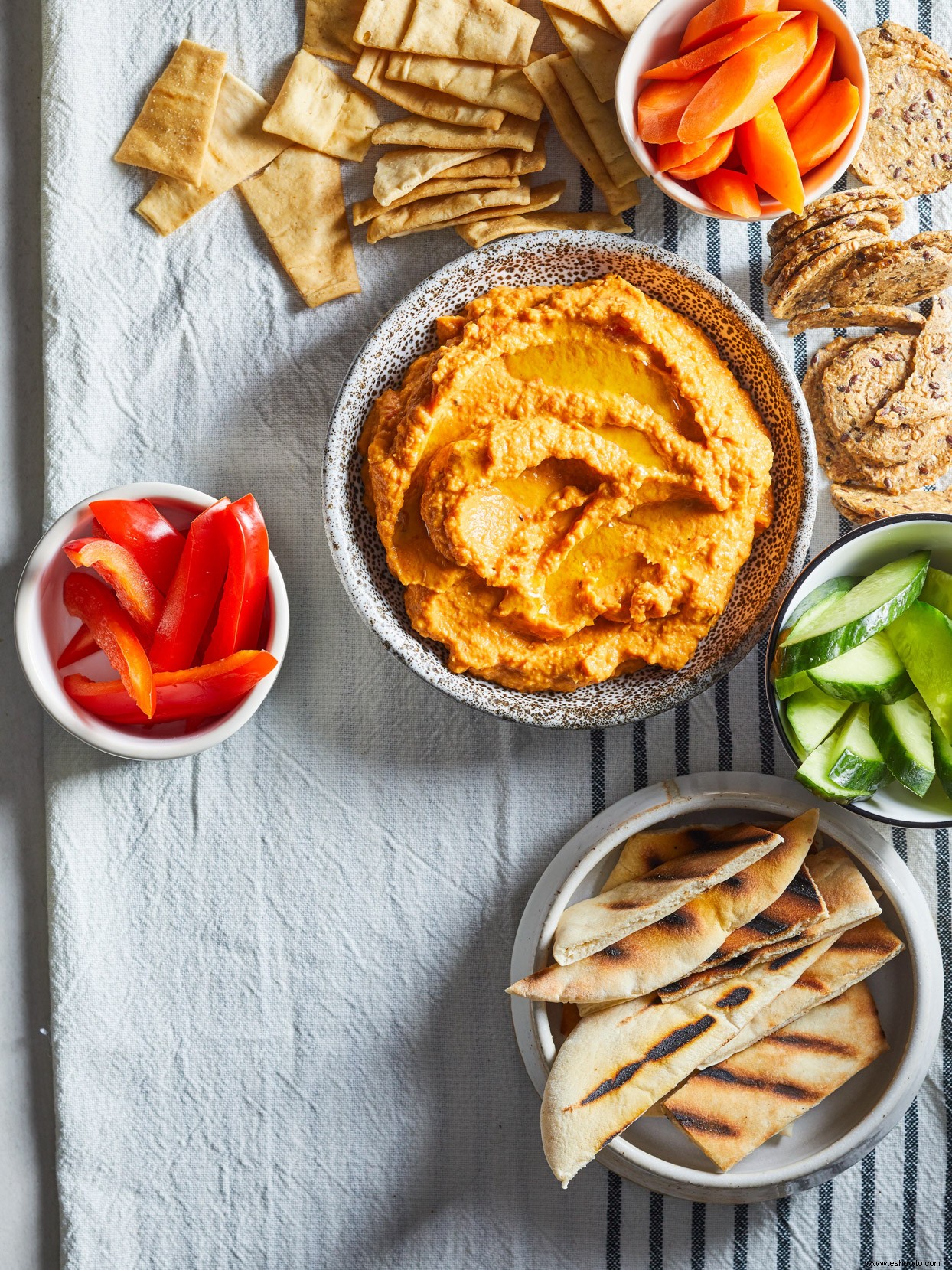 Hummus de pimiento rojo asado con calabaza 