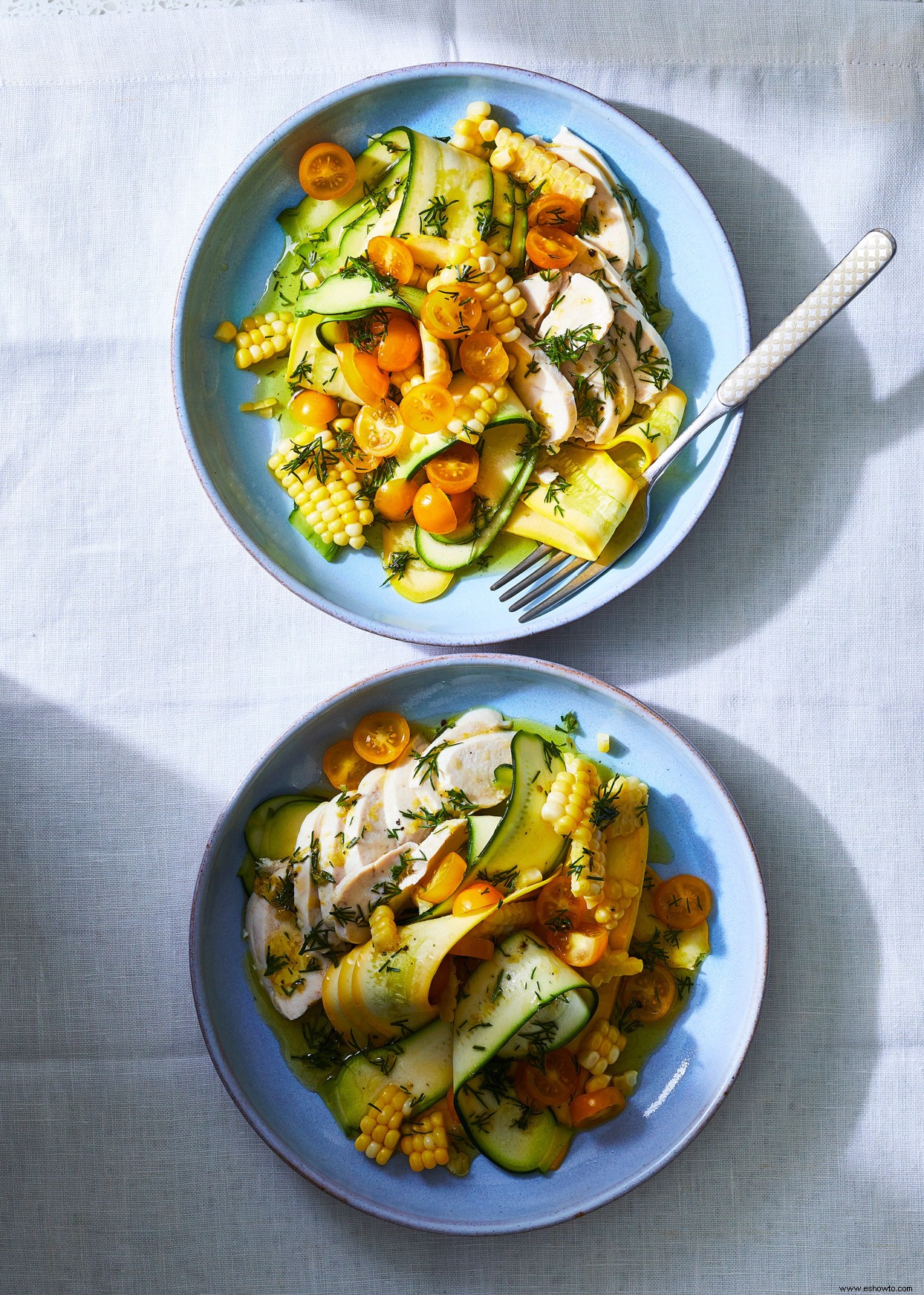 Ensalada De Calabacín, Calabaza De Verano Y Pollo 