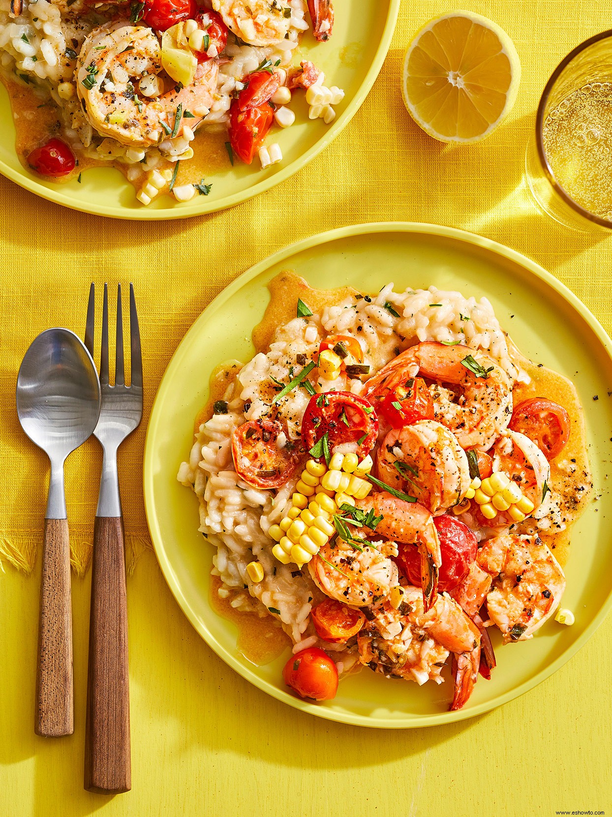 Risotto de Verano con Mantequilla de Maíz y Camarones 