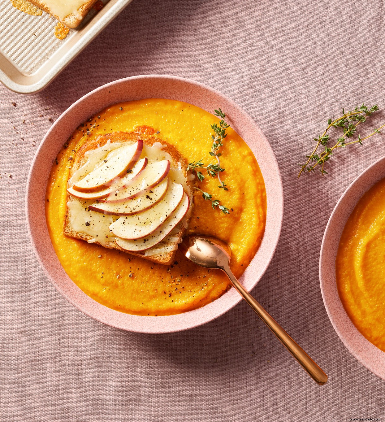 Sopa De Zanahoria Y Manzana Con Tostadas De Queso Cheddar 