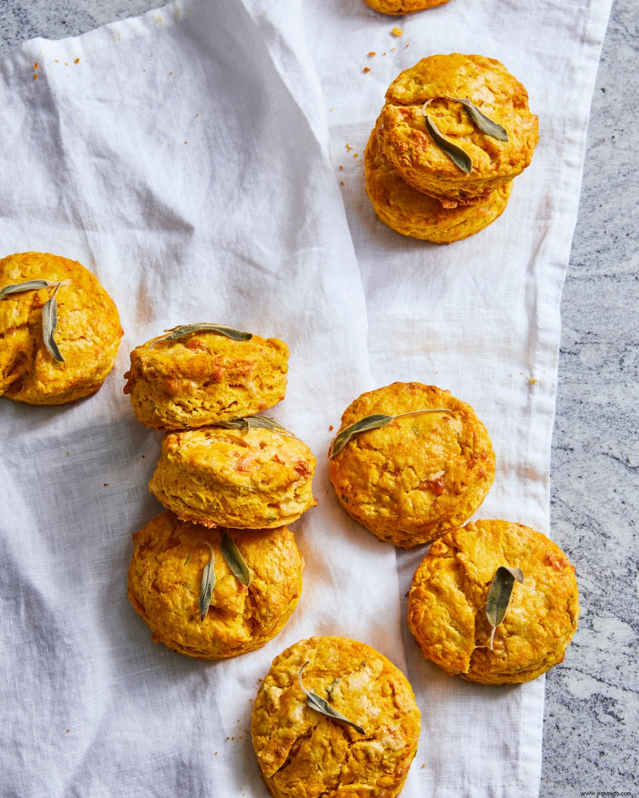 Galletas de queso cheddar blanco con calabaza y salvia 