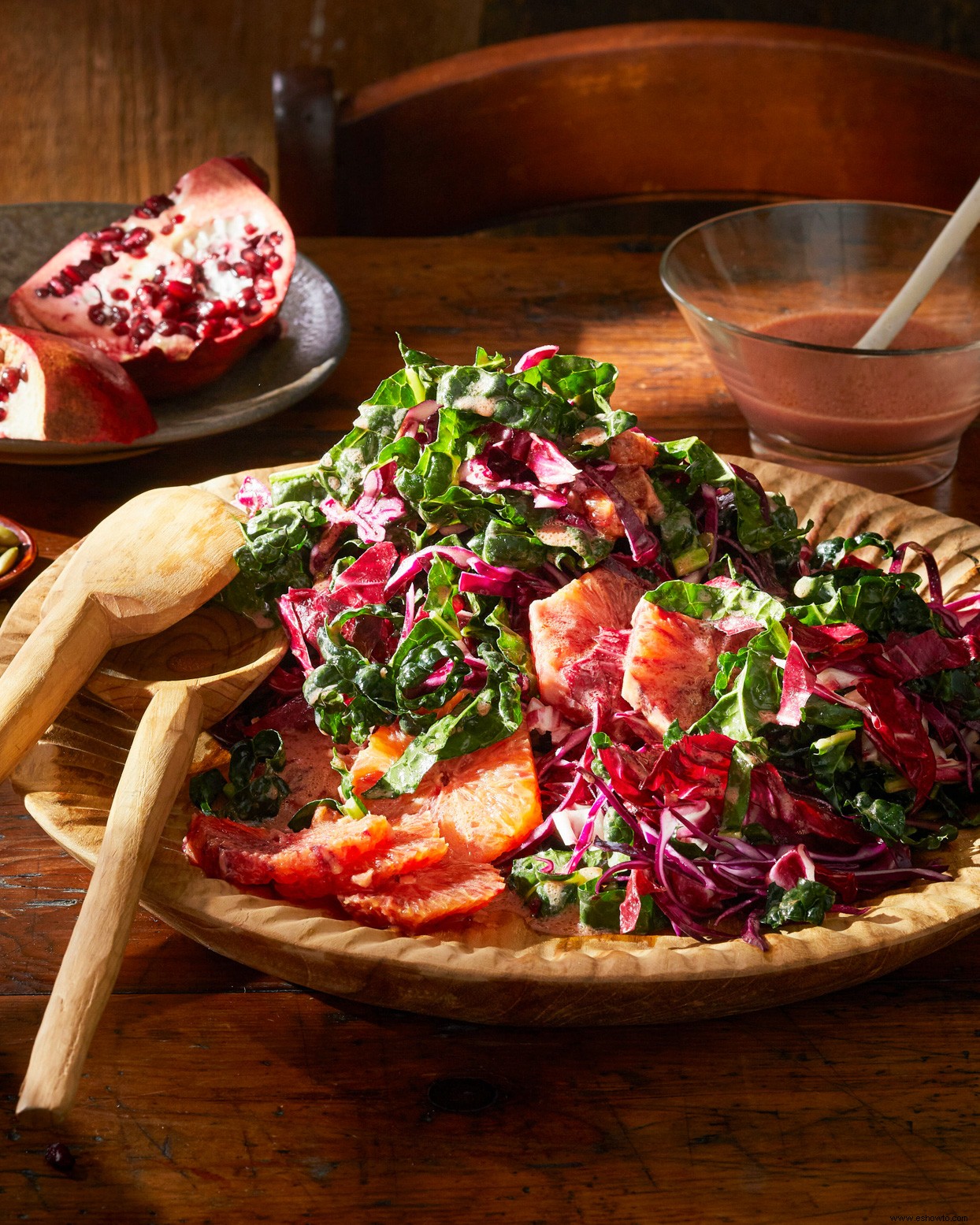 Ensalada de repollo de invierno con vinagreta de naranja sanguina 