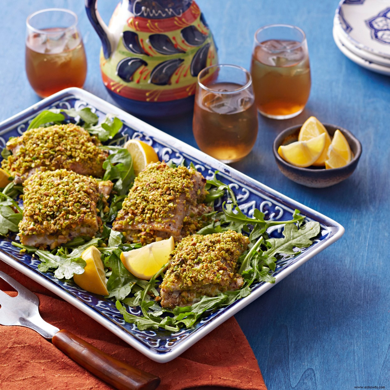 Trucha al horno con costra de pistacho 