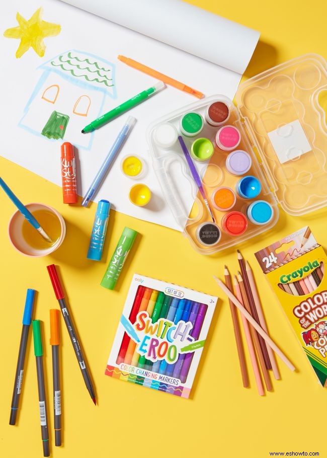 Abastezca su sala de manualidades:Suministros aptos para niños para decorar, colorear y organizar 