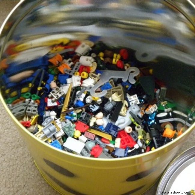 Cubo de almacenamiento Lego de lata de palomitas de maíz