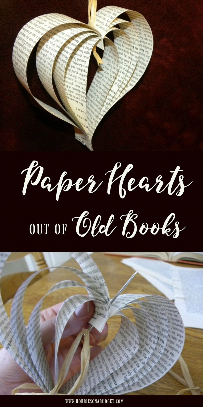 Corazones de papel de libros antiguos