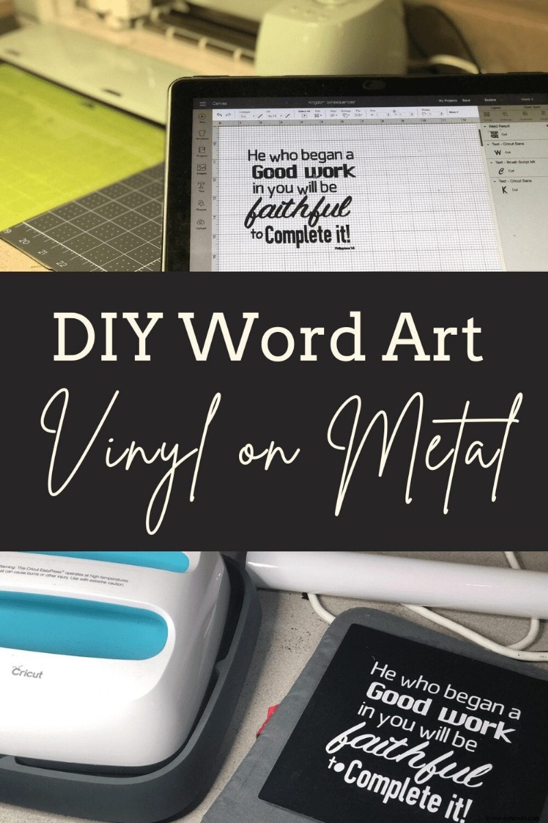 DIY Word Art vinilo sobre metal