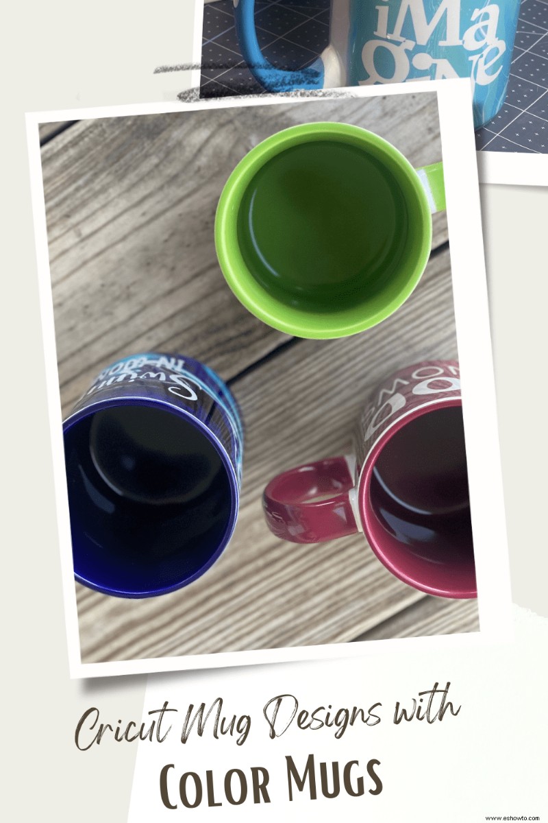 Diseños de tazas Cricut con tazas de colores