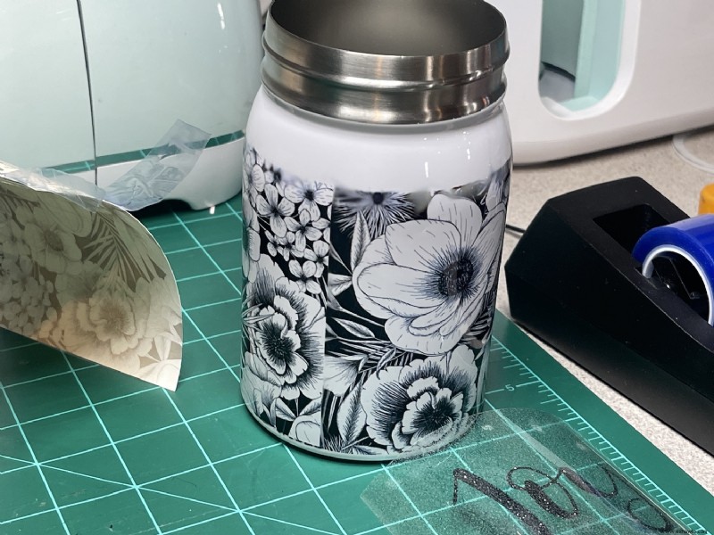 Vaso Mason Jar con vinilo y tinta Infusible