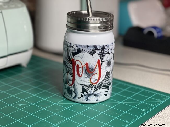 Vaso Mason Jar con vinilo y tinta Infusible