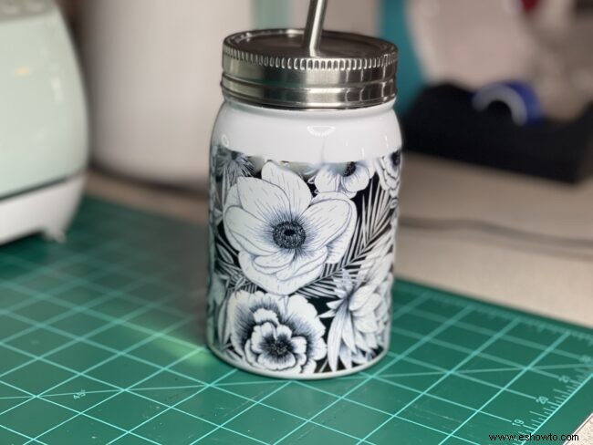 Vaso Mason Jar con vinilo y tinta Infusible