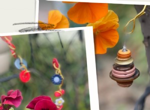 Decoraciones creativas para jardín con botones reciclados y estacas florales