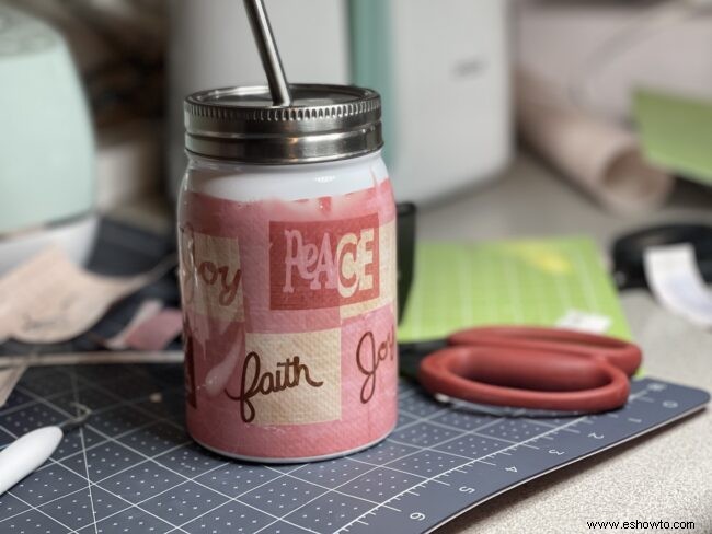 Patchwork Word Mason Jar Tumbler