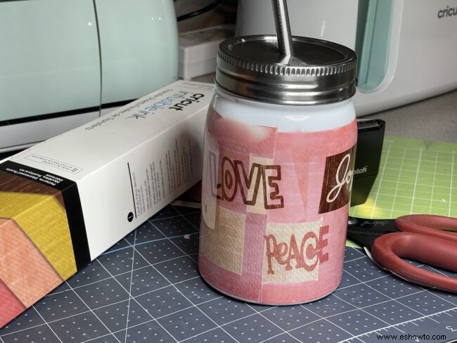 Patchwork Word Mason Jar Tumbler