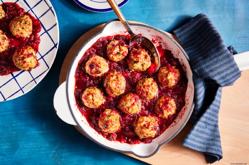 Albóndigas de pavo glaseadas con arándanos y chipotle