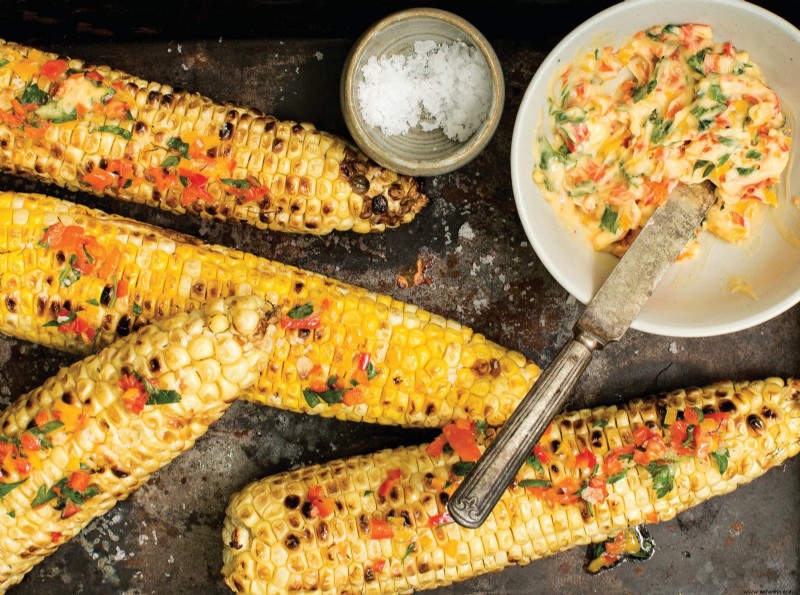 Frutas y verduras frescas a la parrilla