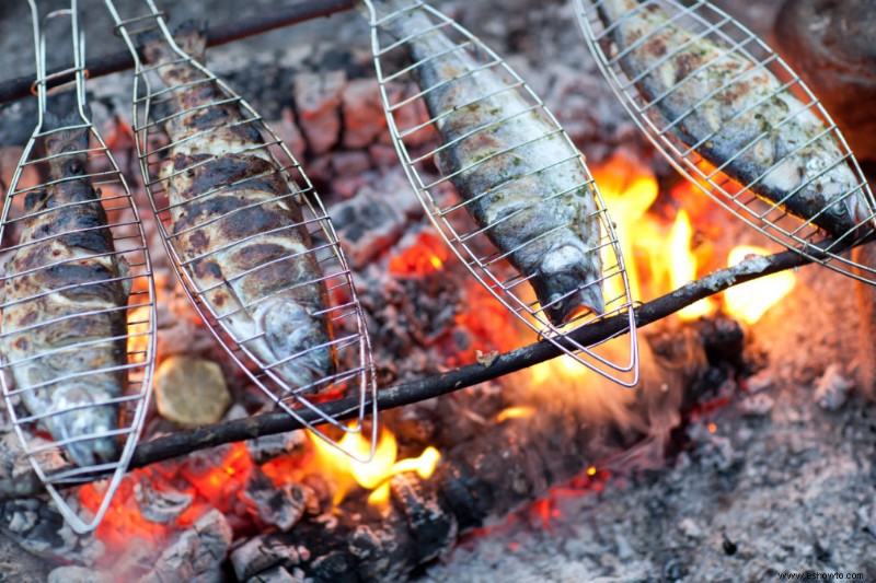 Cómo cocinar pescado sobre una fogata